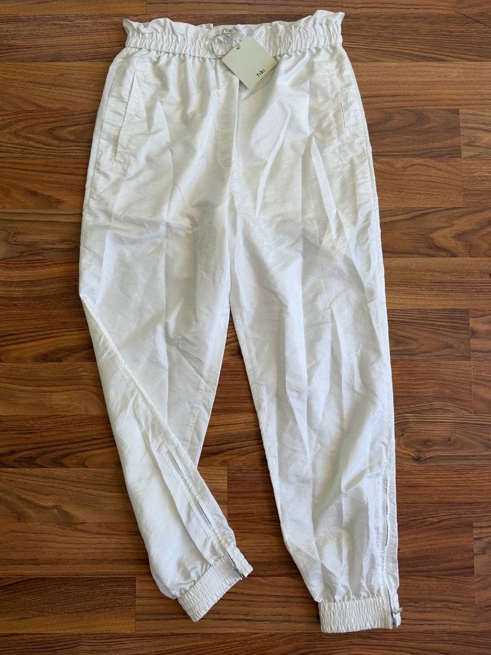 Tibi white crispy nylon Felix Jogger Pants